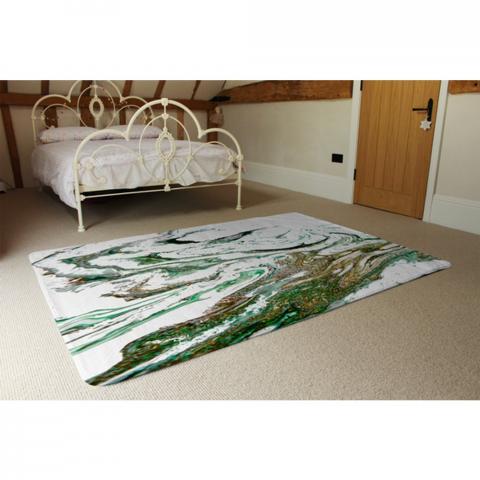 Green  Gold Marble Designer Rug - Green / 230cm