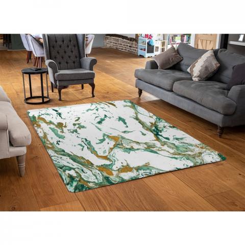 Green  Golden Marble Designer Rug - Green / 110cm