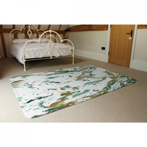 Green  Golden Marble Designer Rug - Green / 230cm