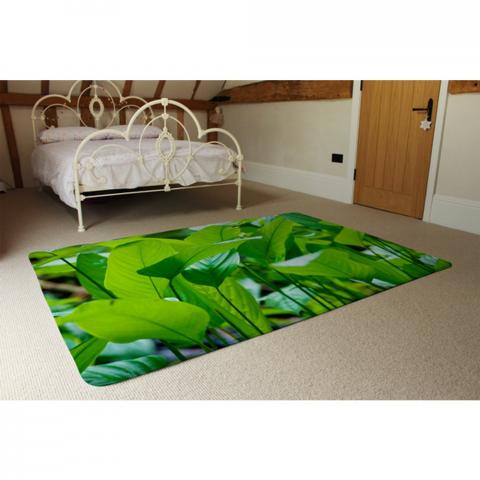 Green Leaf Background Abstract Of Nature Designer Rug - Green / 230cm