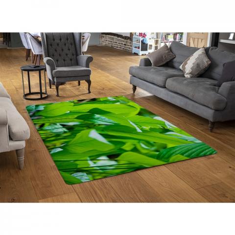 Green Leaf Background Abstract Of Nature Designer Rug - Green / 110cm