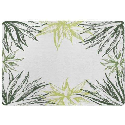 Green Leaf Border Designer Rug - Green / 200cm