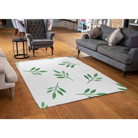 Green Leaf Designer Rug - Green / 110cm