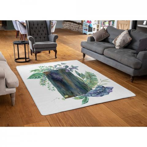 Green Leaves Board Designer Rug - Green / 110cm