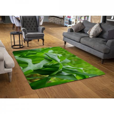 Green Leaves Corn Fields As Background Designer Rug - Green / 110cm