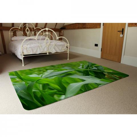 Green Leaves Corn Fields As Background Designer Rug - Green / 230cm