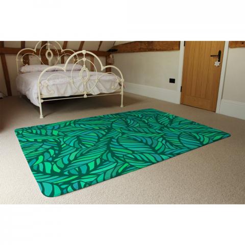 Green Leaves Pattern Designer Rug - Green / 230cm