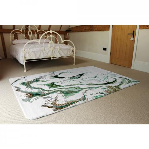 Green Marble Designer Rug - Green / 230cm