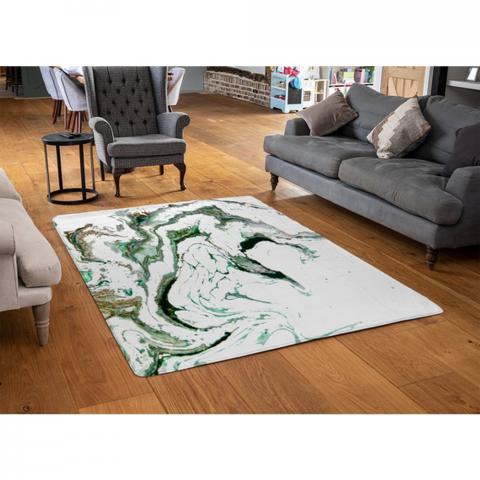 Green Marble Designer Rug - Green / 110cm