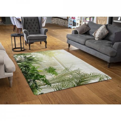 Green Plants In Botanical Gardens Designer Rug - Green / 110cm