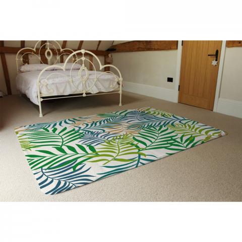 Green Tropical Palm Leaves Designer Rug - Green / 230cm