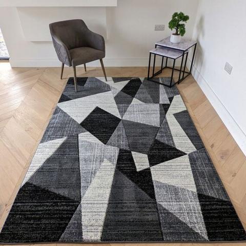 Grey Abstract Living Room Rug - Boston - Grey / 5kg / 230cm