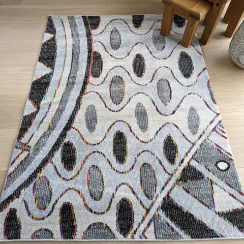 Grey Aztec Living Room Rug - Tempera - Grey / 170cm