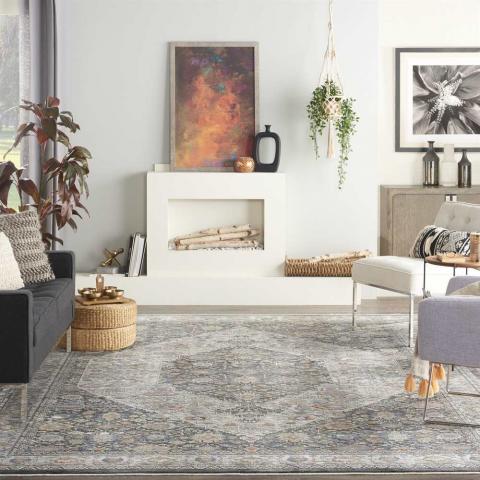 Grey Blue Traditional Rug STN11 