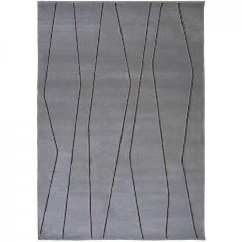 Grey Carved Geometric Area Rug - Mora - Grey / 230cm