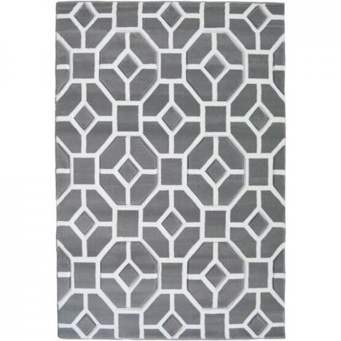 Grey Carved Moroccan Living Room Rug - Mora - Grey / 230cm