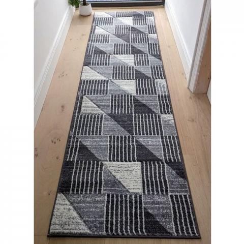 Grey Geometric Area Rug - Boston - Grey / 230cm / 3kg