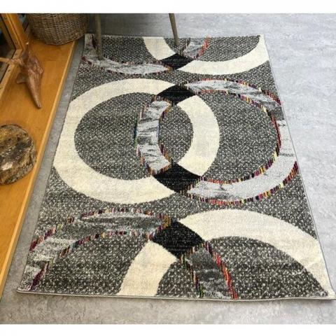 Grey Geometric Tribal Area Rug - Tempera - Grey / 170cm