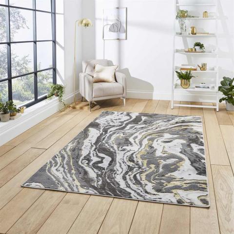 Grey Gold Rug Abstract Apollo GR584 