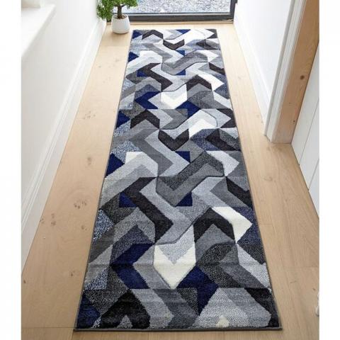 Grey Herringbone Area Rug - Boston - Grey / 230cm / 3kg