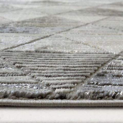 Grey Mix Shimmering Geometric Rug - Holm - Grey / 150cm