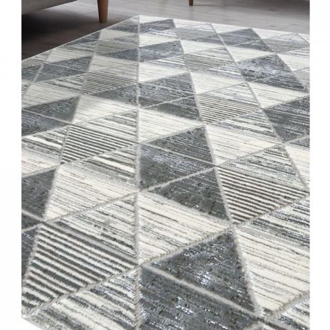 Grey Mix Shimmering Geometric Rug - Holm - Grey / 170cm