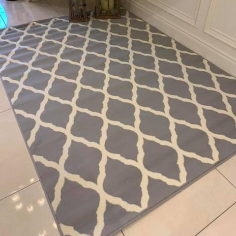 Grey Moroccan Trellis Area Rug - Lisbon - Grey / 170cm