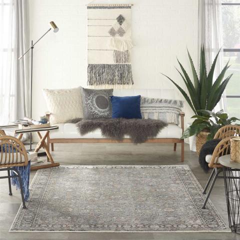 Grey Navy Traditional Rug STN10 