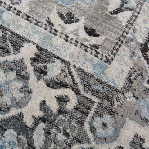 Grey Oriental Living Room Rugs - Tartan - Grey / 230cm