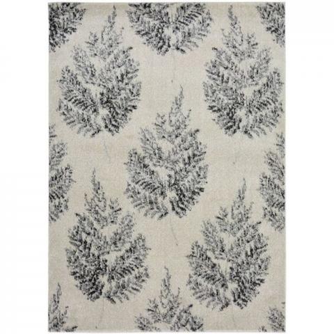 Grey Scandi Floral Print Living Room Rug - Perth - Grey