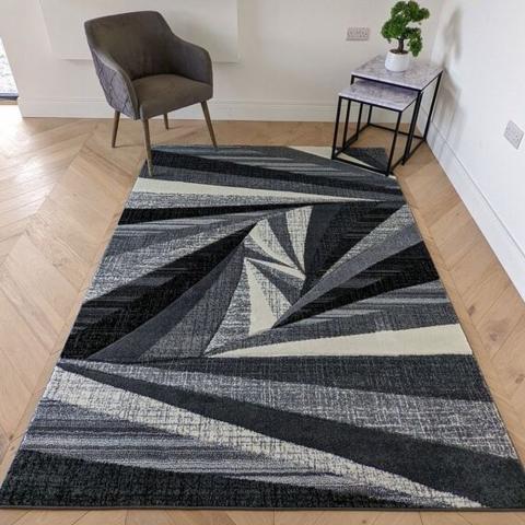 Grey Splinter Area Rug - Boston - Grey / 4kg / 170cm