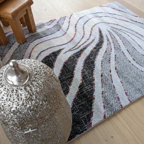 Grey Sunburst Living Room Rug - Tempera - Grey / 170cm