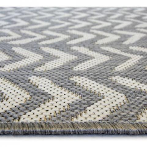 Grey Washable Chevron IndoorOutdoor Garden Rug - Ota - Grey / 150cm