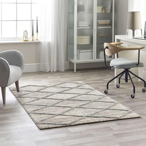 Grey White 3D Geometric Rug Mason 7863A 