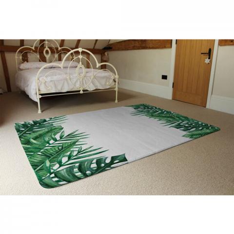 Half Botanical Border Designer Rug - Green / 230cm