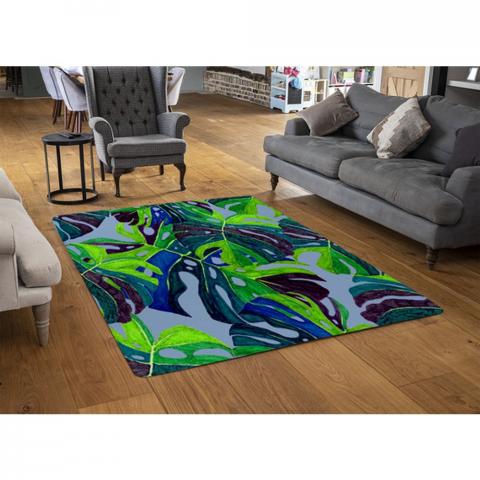 Hand Drawn Exotic Plants Designer Rug - Green / 110cm