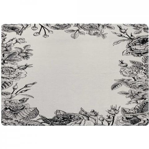 Hand Drawn Roses Designer Rug - Black / 150cm