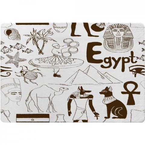 Hand Drawn Sketch Egypt Designer Rug - White / 200cm