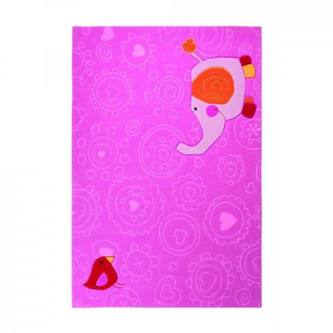 Happy Zoo Elephant Rug in Pink