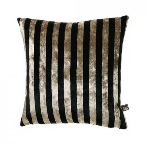 Harley Velvet Striped Cushion in Black Gold