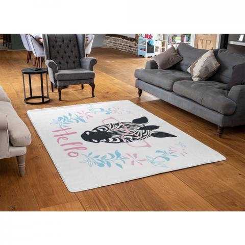 Hello Zebra Designer Rug - Pink / 110cm