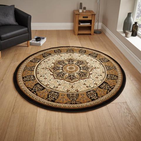 Heritage 4400 Circular Rugs in Black Cream