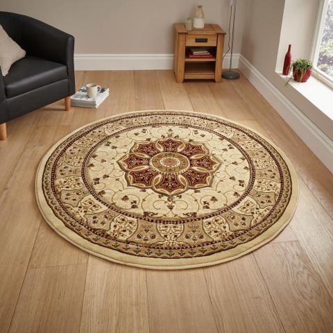 Heritage 4400 Circular Rugs in Cream Red