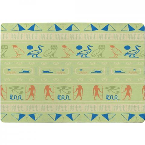 Hieroglyphic Egyptian Language Symbols Designer Rug - Green / 150cm