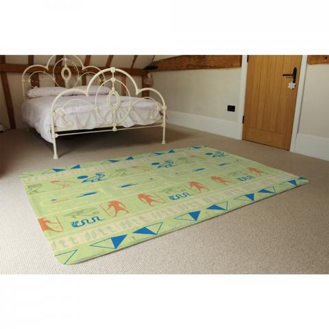 Hieroglyphic Egyptian Language Symbols Designer Rug - Green / 230cm