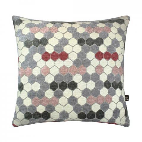 Hive Geometric Cushion in Blush Pink and Sage Green