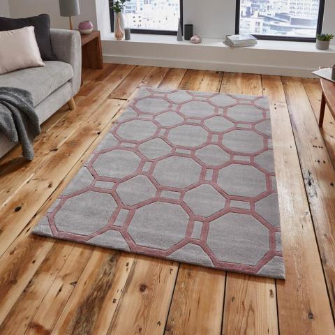 Hong Kong HK 4338 Rugs in Grey Rose