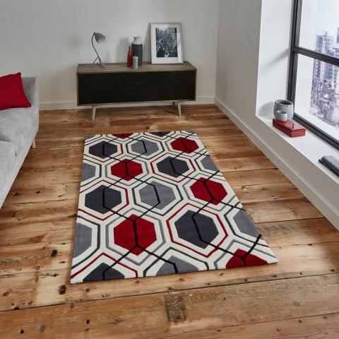 Hong Kong HK 7526 Rugs in Cream Red