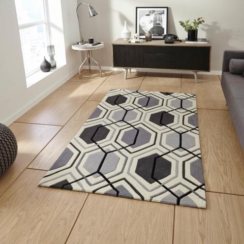 Hong Kong HK 7526 Rugs in Grey