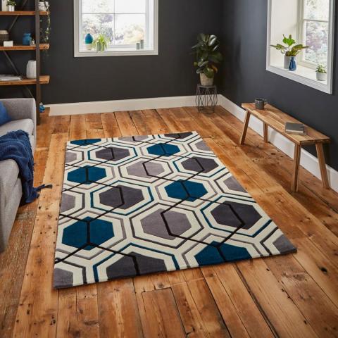 Hong Kong HK 7526 Rugs in Grey and Navy